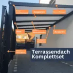 primeline alu terrassenüberdachung anthrazit mit stegplatten 16mm farblos/klar