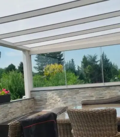 primeline alu terrassenüberdachung anthrazit mit stegplatten 16mm farblos/klar