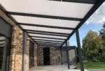 primeline alu terrassenüberdachung anthrazit mit stegplatten 16mm farblos/klar
