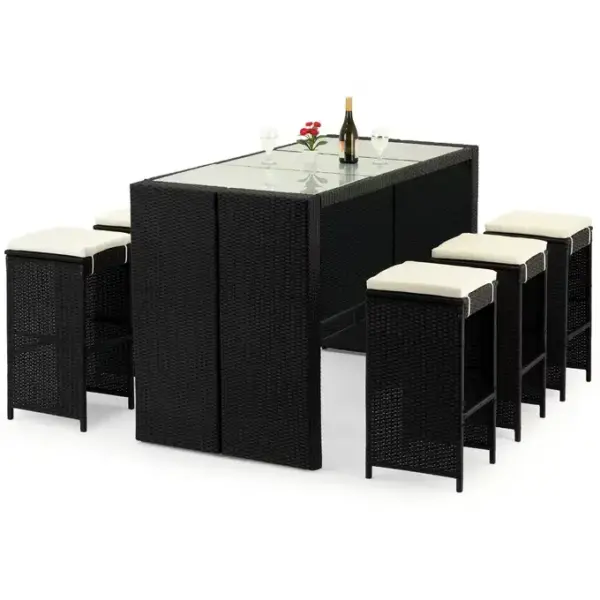 gartenmöbelset polyrattan bar 7 tlg inkl sitzauflagen