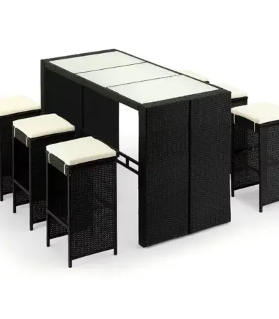 gartenmöbelset polyrattan bar 7 tlg inkl sitzauflagen