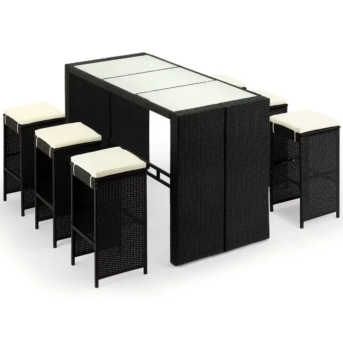 gartenmöbelset polyrattan bar 7 tlg inkl sitzauflagen