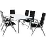 garten sitzgruppe bern 7 tlg silber alu milchglas 5