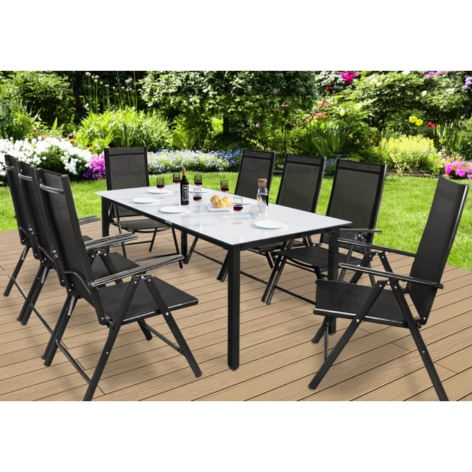 garten sitzgruppe bern 9 tlg anthrazit alu milchglas 4