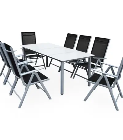 garten sitzgruppe bern 9 tlg silber alu milchglas