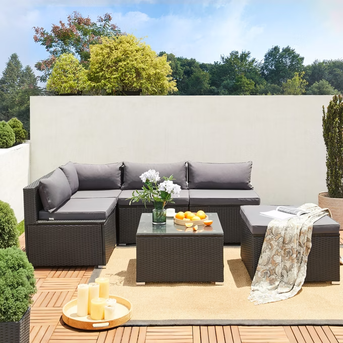 polyrattan gartensitzgruppe 3 tlg versch. farben & materialien