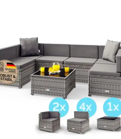 polyrattan gartensitzgruppe 3 tlg versch. farben & materialien