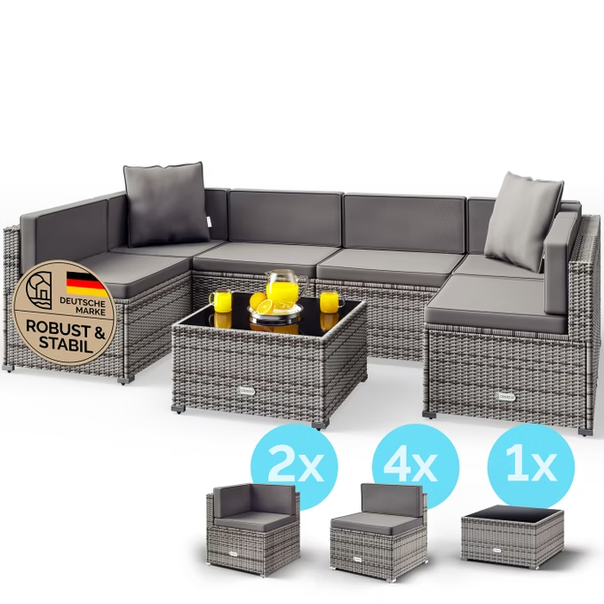 polyrattan gartensitzgruppe 3 tlg versch. farben & materialien
