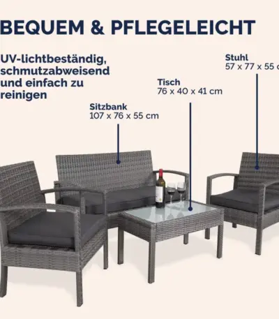 polyrattan gartenmöbel set 4 tlg vers. varianten