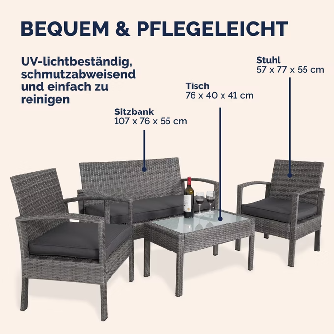 polyrattan gartenmöbel set 4 tlg vers. varianten