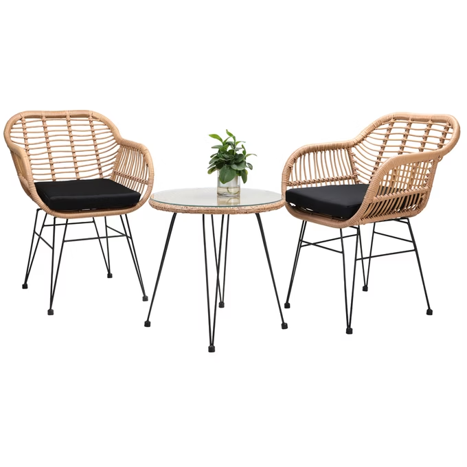 polyrattan gartensitzgruppe 3 tlg versch. farben & materialien