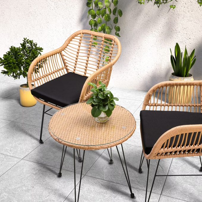 polyrattan gartensitzgruppe 3 tlg versch. farben & materialien