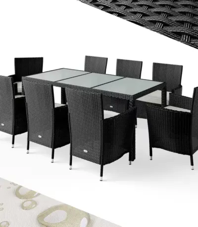 polyrattan gartenmöbel bali 5 und 9 tlg schwarz