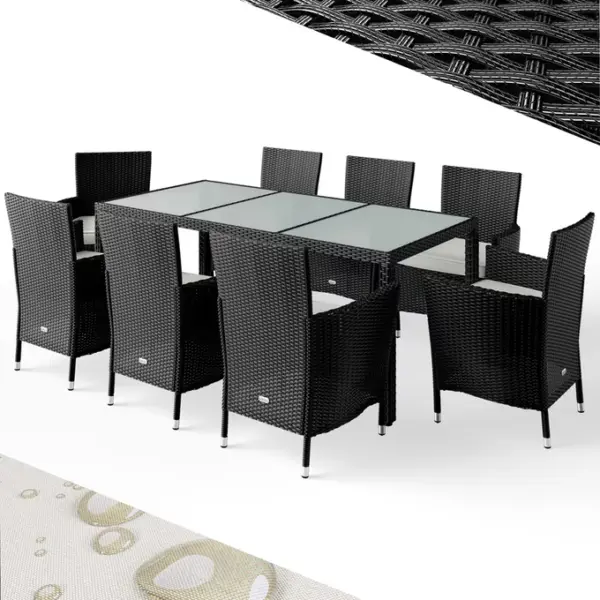 polyrattan gartenmöbel bali 5 und 9 tlg schwarz