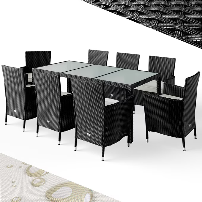 polyrattan gartenmöbel bali 5 und 9 tlg schwarz