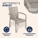 polyrattan stapelstuhl fort | 4er & 8er set | versch. farben