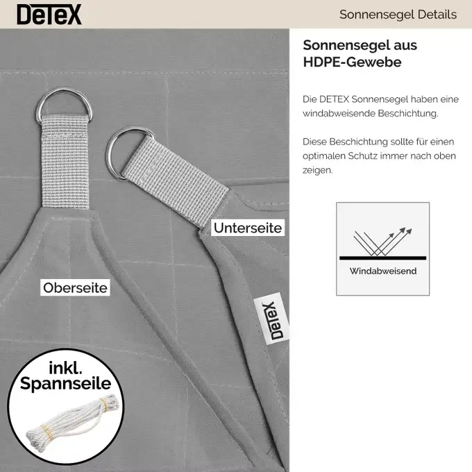 sonnensegel hdpe | 3x3x3m | dreieck | creme