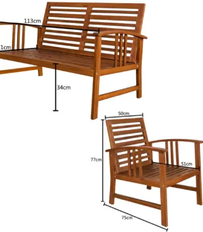 garten sitzgruppe saltas | 4 tlg | anthrazit & akazienholz