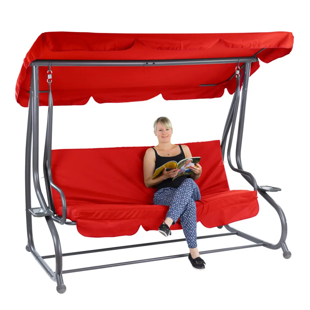 hollywoodschaukel 3 sitzer rot gartenschaukel