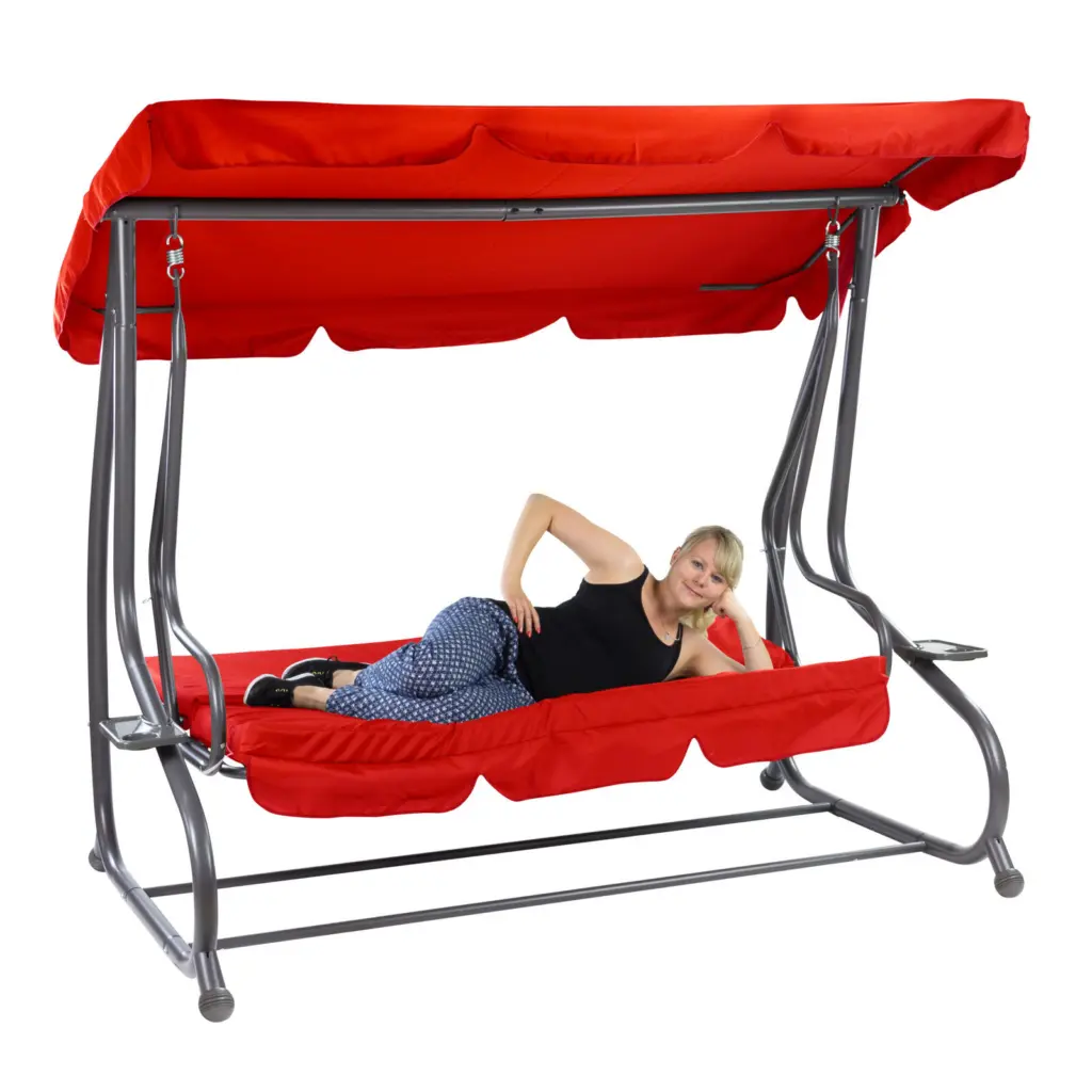 hollywoodschaukel 3 sitzer rot gartenschaukel