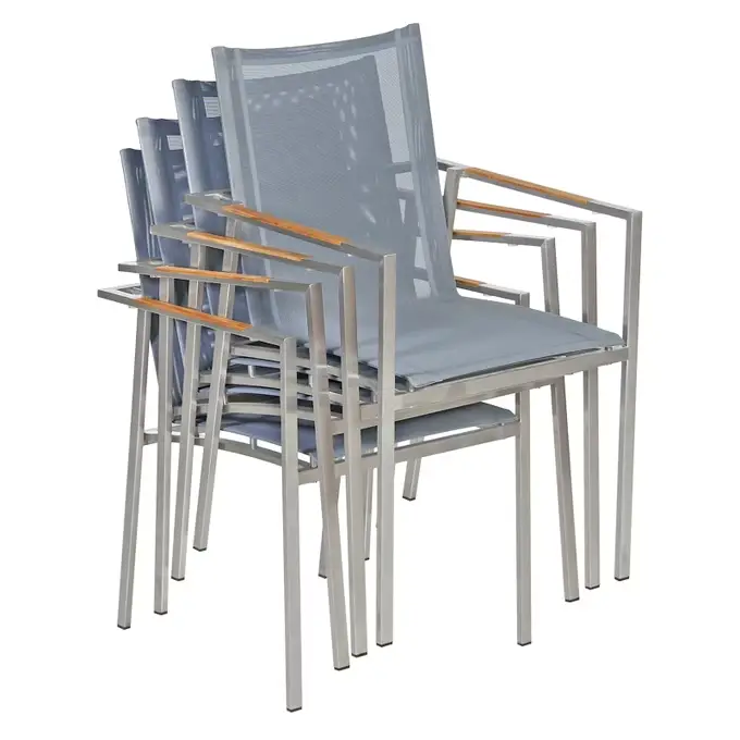 gartenstuhl 4er set grau stapelbar monza