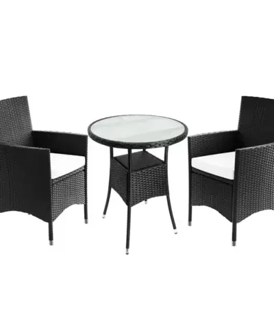 balkonset 3 tlg in polyrattan inkl. sitzauflagen