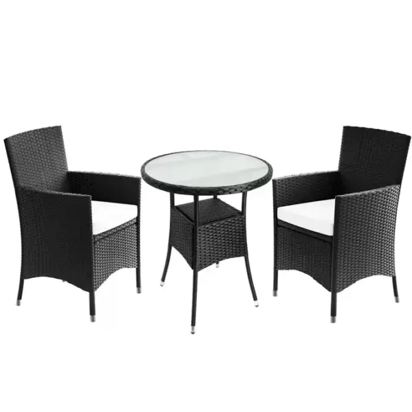 balkonset 3 tlg in polyrattan inkl. sitzauflagen