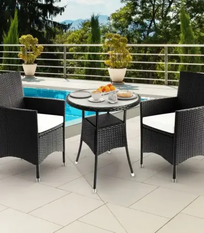 balkonset 3 tlg in polyrattan inkl. sitzauflagen