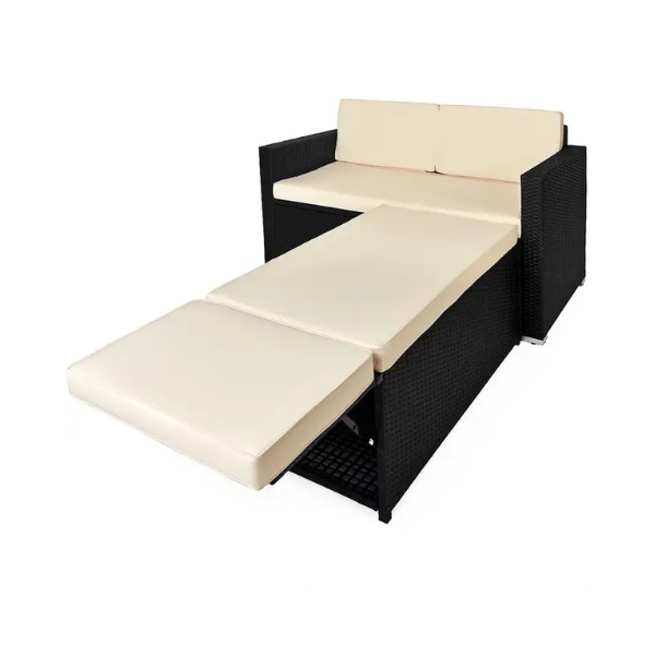 polyrattan eck modul havanna weiß/grau | einzelstück