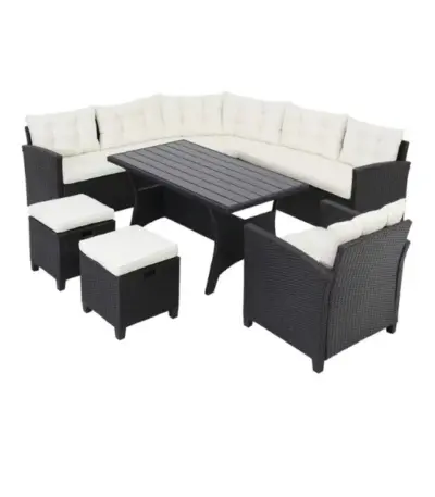 polyrattan eck modul havanna weiß/grau | einzelstück