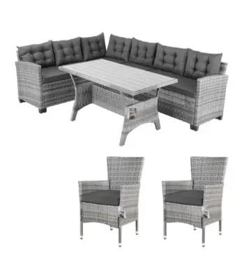 polyrattan eck modul havanna weiß/grau | einzelstück