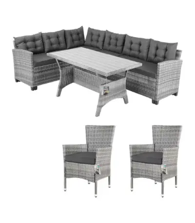 polyrattan eck modul havanna weiß/grau | einzelstück