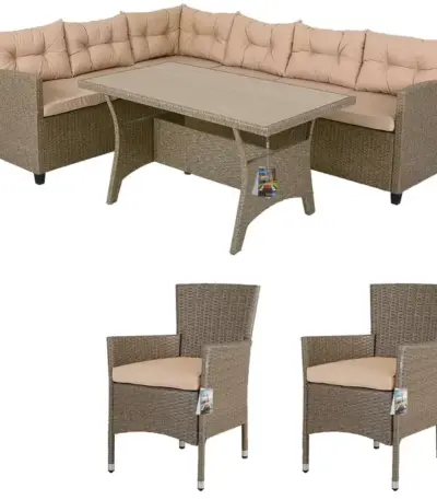 polyrattan ecklounge lissabon creme beige