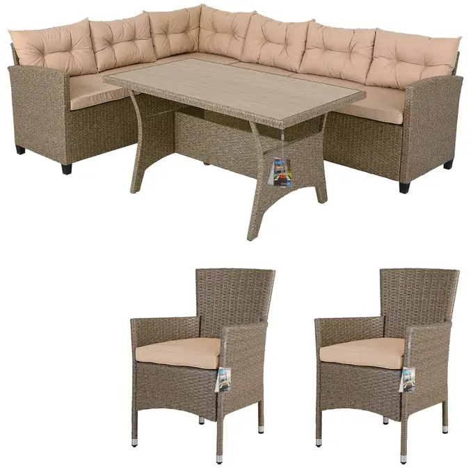 polyrattan ecklounge lissabon creme beige