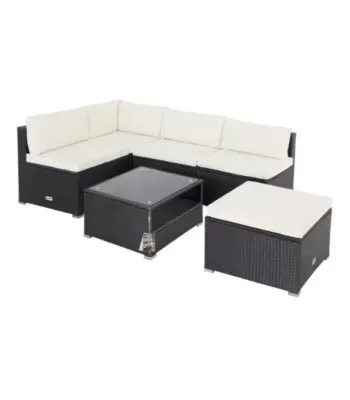 polyrattan eck modul havanna weiß/grau | einzelstück