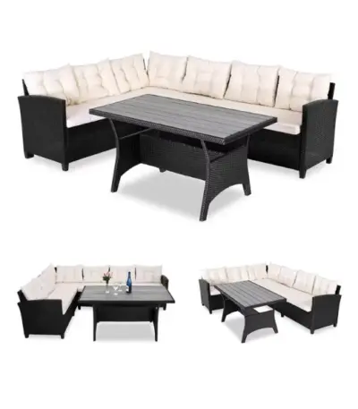 polyrattan eck modul havanna weiß/grau | einzelstück