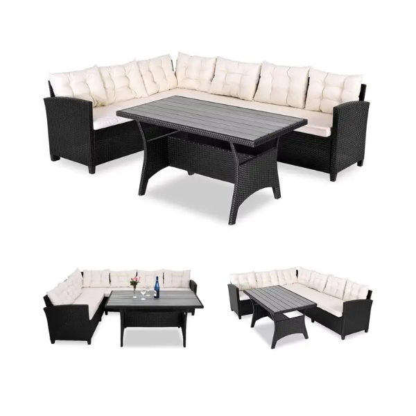 polyrattan eck modul havanna weiß/grau | einzelstück