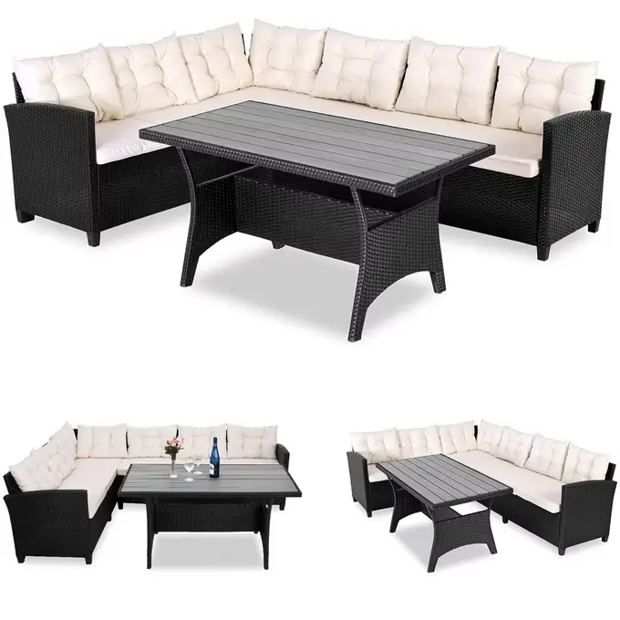 polyrattan ecklounge porto schwarz creme