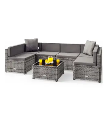 polyrattan eck modul havanna weiß/grau | einzelstück