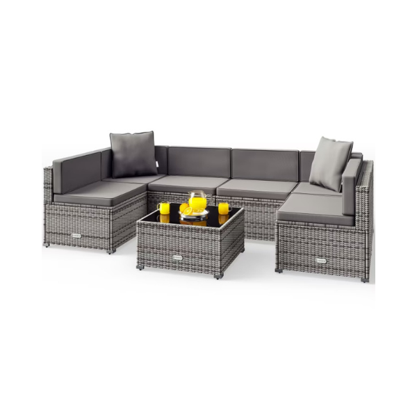 polyrattan eck modul havanna weiß/grau | einzelstück
