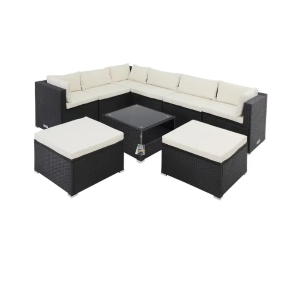 polyrattan eck modul havanna weiß/grau | einzelstück