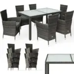 polyrattan garten sitzgruppe 7 tlg grau/anthrazit