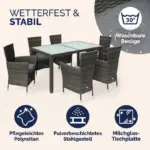 polyrattan garten sitzgruppe 7 tlg grau/anthrazit