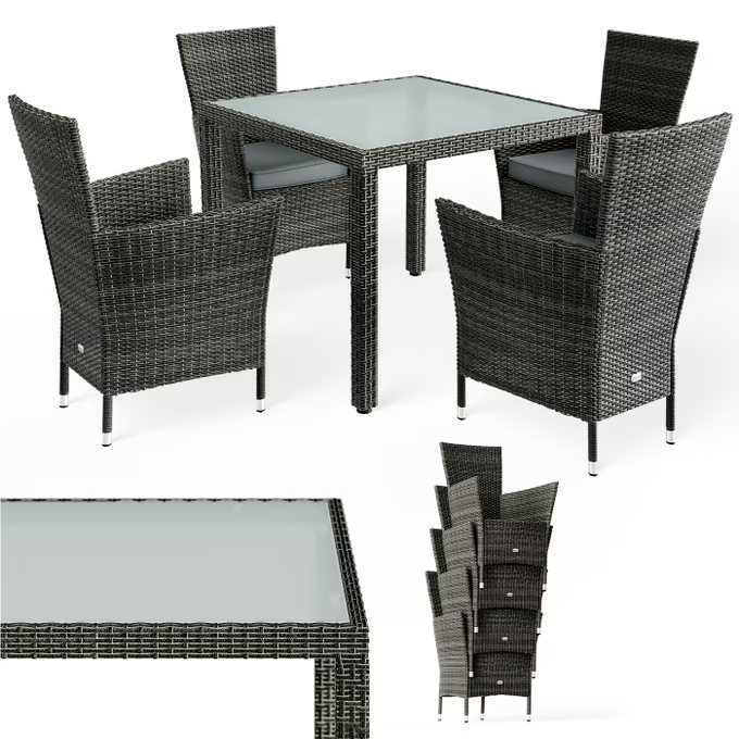 polyrattan gartenmöbel bali 9 tlg schwarz (kopie)