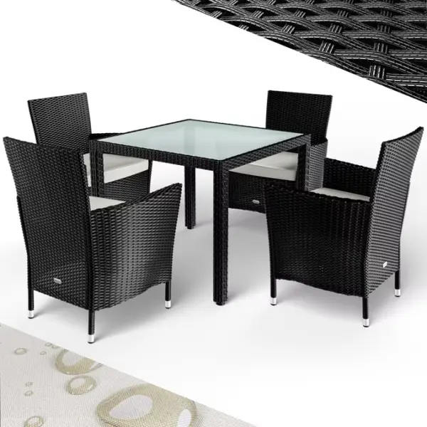 polyrattan garten sitzgruppe bali 5 tlg schwarz 1
