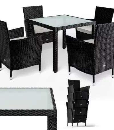 polyrattan garten sitzgruppe bali 5 tlg schwarz 2
