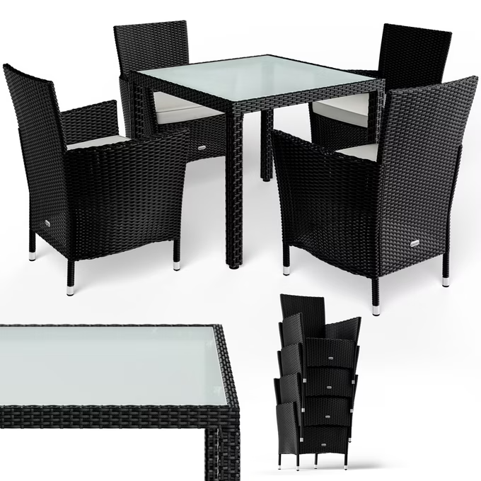 polyrattan garten sitzgruppe bali 5 tlg schwarz 2