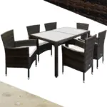 polyrattan garten sitzgruppe bali 7 tlg braun/creme