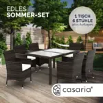 polyrattan garten sitzgruppe bali 7 tlg braun/creme