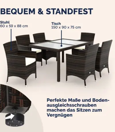 polyrattan garten sitzgruppe bali 7 tlg braun/creme